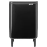   Brabantia Bo Waste Bin Hi hulladékgyűjtő felnyitható, Soft-Close fedéllel, magasított, lábakon álló, műanyag tartály, 12L - C méret, acél, matt fekete - 227226
