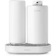   Brabantia SinkStyle Soap Dispenser Set szappan- és mosogatószer-adagoló szett 2x200ml, csepptálcával, csepegésmentes, műanyag, acél, szikrázó fehér ásványi textúra - 227967