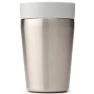   Brabantia Make & Take Insulated Flask duplafalú termoszbögre 200 ml, hideg és meleg italok számára, szivárgásmentes, snap lid fedél, r.m. acél, világosszürke - 228742