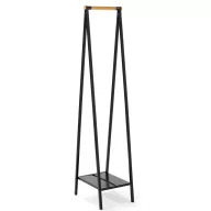   Brabantia Linn Clothes Rack Compact ruhatartó állvány, 340x1700x476mm kompakt méret, 1db alsó teli polc, bambusz rúd, acél váz, fekete - 229848