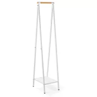  Brabantia Linn Clothes Rack Compact ruhatartó állvány, 340x1700x476mm kompakt méret, 1db alsó teli polc, bambusz rúd, acél váz, fehér - 229862