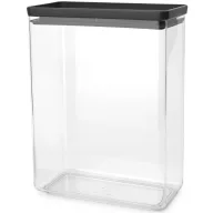   Brabantia tárolóedény 5,4L, egymásra rakható, légmentes záródás, szögletes, sötétszürke, átlátszó műanyag tartály - 229985