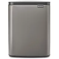   Brabantia Bo Waste Bin hulladékgyűjtő felnyitható, Soft-Close fedéllel, műanyag tartály, 12L - C méret, acél, platinaszürke - 230387