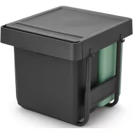   Brabantia Sort & Go Built in Bin beépített szemetes fix fedéllel, kihúzható, 10+10+20L - X+J méret, műanyag, sötétszürke és jáde zöld - 232541