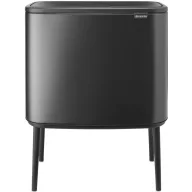   Brabantia Bo Touch Bin nyomófedeles szelektív hulladékgyűjtő, magasított, lábakon álló, műanyag tartály, 3x11L - X méret, acél, magabiztos szürke - 233586