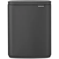   Brabantia Bo Waste Bin hulladékgyűjtő felnyitható, Soft-Close fedéllel, műanyag tartály, 12L - C méret, acél, határtalan szürke ásványi textúra - 233746