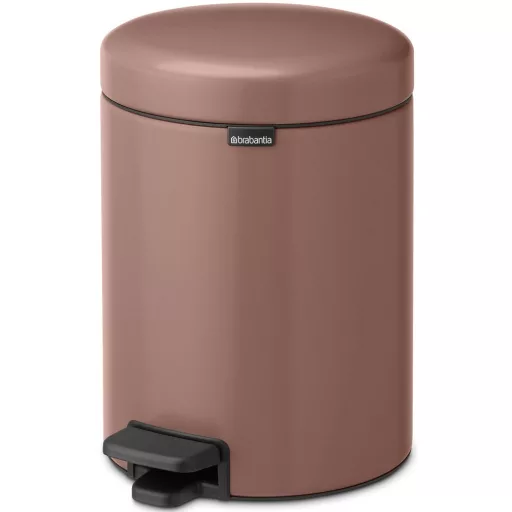 Brabantia NewIcon pedálos hulladékgyűjtő szagmentesen záródó Soft-Close fedél, műanyag tartály, 5L - W méret, acél, szaténrózsaszín taupe - 233982