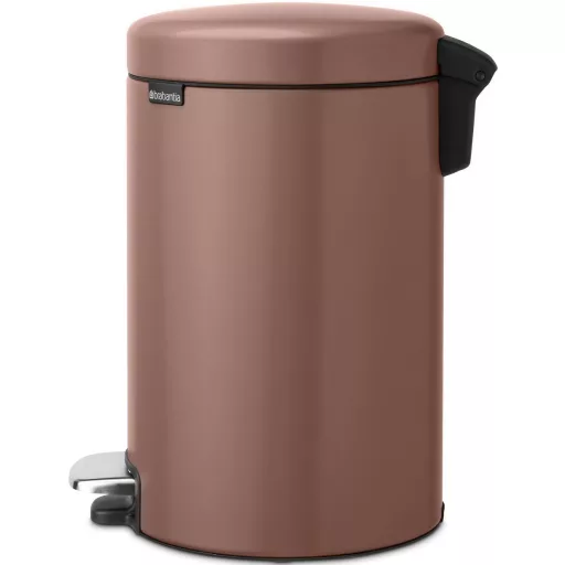 Brabantia NewIcon pedálos hulladékgyűjtő szagmentesen záródó Soft-Close fedél, műanyag tartály, 12L - X méret, acél, szaténrózsaszín taupe - 234002
