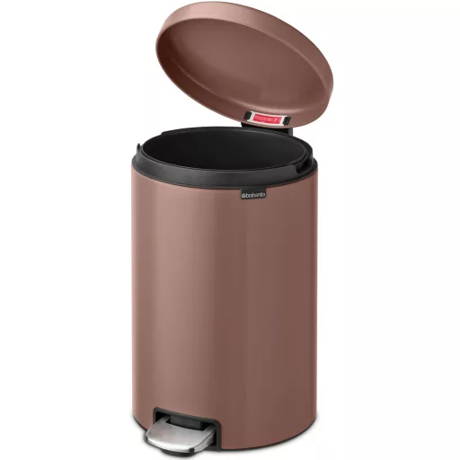 Brabantia NewIcon pedálos hulladékgyűjtő szagmentesen záródó Soft-Close fedél, műanyag tartály, 20L - Y méret, acél, szaténrózsaszín taupe - 234026