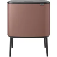   Brabantia Bo Touch Bin nyomófedeles szelektív hulladékgyűjtő, magasított, lábakon álló, műanyag tartály, 11+23L - X+J méret, acél, szaténrózsaszín taupe - 234064