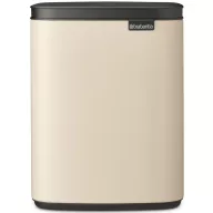   Brabantia Bo Waste Bin hulladékgyűjtő felnyitható, Soft-Close fedéllel, fali/álló, műanyag tartály, 7L - B méret, acél, világos bézs - 234101