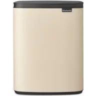   Brabantia Bo Waste Bin hulladékgyűjtő felnyitható, Soft-Close fedéllel, műanyag tartály, 12L - C méret, acél, világos bézs - 234125
