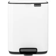   Brabantia Bo Pedal Bin pedálos hulladékgyűjtő szagmentesen záródó Soft-Close fedél, karcsú, négyzetes forma, műanyag tartály, 7L - B méret, acél, fehér - 236884