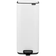   Brabantia Bo Pedal Bin pedálos hulladékgyűjtő szagmentesen záródó Soft-Close fedél, karcsú, négyzetes forma, műanyag tartály, 30L - O méret, acél, fehér - 236921