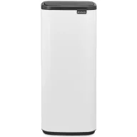   Brabantia Bo Touch Bin nyomófedeles hulladékgyűjtő, karcsú, négyzetes forma, műanyag tartály, 30L - O méret, acél, fehér - 236945