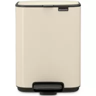   Brabantia Bo Pedal Bin pedálos hulladékgyűjtő szagmentesen záródó Soft-Close fedél, karcsú, négyzetes forma, műanyag tartály, 4L - A méret, acél, világos bézs - 237829