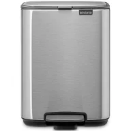   Brabantia Bo Pedal Bin pedálos hulladékgyűjtő szagmentesen záródó Soft-Close fedél, karcsú, négyzetes forma, műanyag tartály, 4L - A méret, r.m. acél, selyem matt ujjlenyomatmentes - 237843