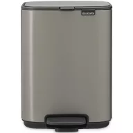   Brabantia Bo Pedal Bin pedálos hulladékgyűjtő szagmentesen záródó Soft-Close fedél, karcsú, négyzetes forma, műanyag tartály, 4L - A méret, acél, platinaszürke - 237881