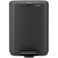   Brabantia Bo Pedal Bin pedálos hulladékgyűjtő szagmentesen záródó Soft-Close fedél, karcsú, négyzetes forma, műanyag tartály, 4L - A méret, acél, határtalan szürke ásványi textúra - 237904
