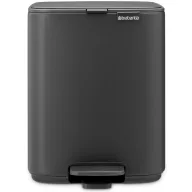   Brabantia Bo Pedal Bin pedálos hulladékgyűjtő szagmentesen záródó Soft-Close fedél, karcsú, négyzetes forma, műanyag tartály, 7L - B méret, acél, határtalan szürke ásványi textúra - 237980