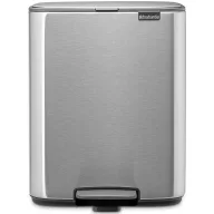   Brabantia Bo Pedal Bin pedálos hulladékgyűjtő szagmentesen záródó Soft-Close fedél, karcsú, négyzetes forma, műanyag tartály, 12L - C méret, r.m. acél, selyem matt ujjlenyomatmentes - 238048