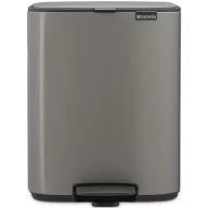   Brabantia Bo Pedal Bin pedálos hulladékgyűjtő szagmentesen záródó Soft-Close fedél, karcsú, négyzetes forma, műanyag tartály, 12L - C méret, acél, platinaszürke - 238062