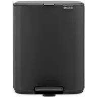   Brabantia Bo Pedal Bin pedálos hulladékgyűjtő szagmentesen záródó Soft-Close fedél, karcsú, négyzetes forma, műanyag tartály, 12L - C méret, acél, határtalan szürke ásványi textúra - 238086