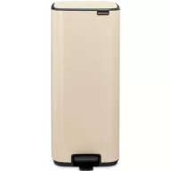   Brabantia Bo Pedal Bin pedálos hulladékgyűjtő szagmentesen záródó Soft-Close fedél, karcsú, négyzetes forma, műanyag tartály, 30L - O méret, acél, világos bézs - 238123