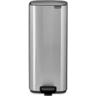   Brabantia Bo Pedal Bin pedálos hulladékgyűjtő szagmentesen záródó Soft-Close fedél, karcsú, négyzetes forma, műanyag tartály, 30L - O méret, r.m. acél, selyem matt ujjlenyomatmentes - 238147