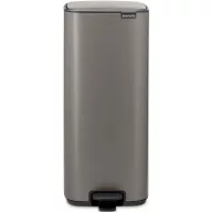   Brabantia Bo Pedal Bin pedálos hulladékgyűjtő szagmentesen záródó Soft-Close fedél, karcsú, négyzetes forma, műanyag tartály, 30L - O méret, acél, platinaszürke - 238161