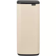   Brabantia Bo Touch Bin nyomófedeles hulladékgyűjtő, karcsú, négyzetes forma, műanyag tartály, 30L - O méret, acél, világos bézs - 238222