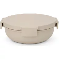   Brabantia Make & Take Salad Bowl salátástál, 1300 ml, szivárgás- és légmentes záródás, bepattintós (clip-on) zárómechanizmus, kerek forma, műanyag, világos bézs - 241888