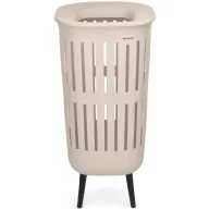   Brabantia Collect-It Laundry Basket Hi magasított szennyestartó kosár lábakon, levehető Quick-Drop fedővel, 55L, szellőző test, újrahasznosított műanyag, világos bézs - 244742