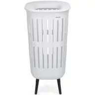   Brabantia Collect-It Laundry Basket Hi magasított szennyestartó kosár lábakon, levehető Quick-Drop fedővel, 55L, szellőző test, újrahasznosított műanyag, fehér - 244766