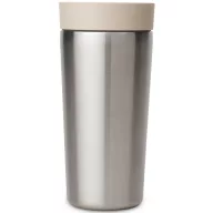   Brabantia Make & Take Insulated Flask duplafalú termoszbögre 360ml, hideg és meleg italok számára, szivárgásmentes, snap lid fedél, r.m. acél, világos bézs - 244827