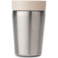   Brabantia Make & Take Insulated Flask duplafalú termoszbögre 200ml, hideg és meleg italok számára, szivárgásmentes, snap lid fedél, r.m. acél, világos bézs - 244841