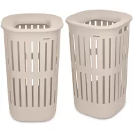   Brabantia Collect-It Laundry Basket Set of 2, magasított szennyestartó kosár szett levehető Quick-Drop fedővel, 2db-os, 55L, szellőző test, újrahasznosított műanyag, világos bézs - 247866