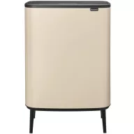  Brabantia Bo Touch Bin Hi hulladékgyűjtő Soft-Close fedéllel, magasított, lábakon álló, műanyag tartály, XXL, 60L - M méret, acél, világos bézs - 247941
