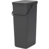   Brabantia Sort & Go konyhai szemetes felnyitható fedéllel, fogantyúval szelektív és komposzt gyűjtéséhez, 40L - L méret, sötétszürke - 251047