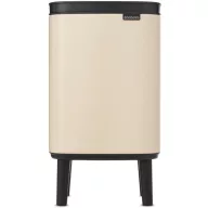   Brabantia Bo Waste Bin Hi hulladékgyűjtő felnyitható, Soft-Close fedéllel, magasított, lábakon álló, műanyag tartály, 4L - A méret, acél, világos bézs - 251627