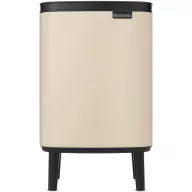  Brabantia Bo Waste Bin Hi hulladékgyűjtő felnyitható, Soft-Close fedéllel, magasított, lábakon álló, műanyag tartály, 7L - B méret, acél, világos bézs - 251641