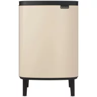   Brabantia Bo Waste Bin Hi hulladékgyűjtő felnyitható, Soft-Close fedéllel, magasított, lábakon álló, műanyag tartály, 12L - C méret, acél, világos bézs - 251665