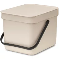   Brabantia Sort & Go konyhai szemetes felnyitható fedéllel, fogantyúval, szelektív és komposzt gyűjtéséhez, 6L - S méret, világos bézs - 251702