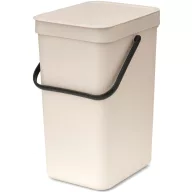   Brabantia Sort & Go konyhai szemetes felnyitható fedéllel, fogantyúval szelektív és komposzt gyűjtéséhez, 12L - C méret, világos bézs - 251726