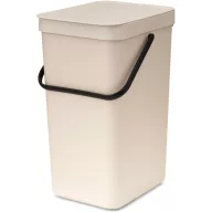   Brabantia Sort & Go konyhai szemetes felnyitható fedéllel, fogantyúval szelektív és komposzt gyűjtéséhez, 16L - D méret, világos bézs - 251740