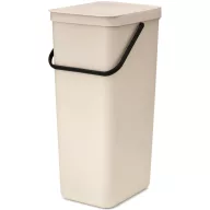   Brabantia Sort & Go konyhai szemetes felnyitható fedéllel, fogantyúval szelektív és komposzt gyűjtéséhez, 40L - L méret, világos bézs - 251788
