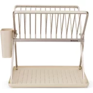   Brabantia SinkSide Foldable Dish Drying Rack összecsukható edényszárító, csepegtető tálca, kis méretű, evőeszköztartóval, világos bézs, 370x330 mm - 252082