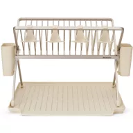   Brabantia SinkSide Foldable Dish Drying Rack összecsukható edényszárító állvány, nagy méretű, 2db evőeszköztartó, világos bézs, 510x420 mm - 252105