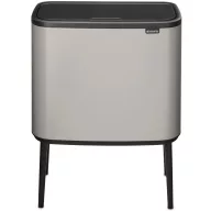   Brabantia Bo Touch Bin nyomófedeles hulladékgyűjtő, magasított, lábakon álló, műanyag tartály, 36L - R méret, acél, hamvasszürke - 254987