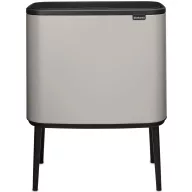   Brabantia Bo Touch Bin nyomófedeles szelektív hulladékgyűjtő, magasított, lábakon álló, műanyag tartály, 11+23L - X+J méret, acél, hamvasszürke - 255007